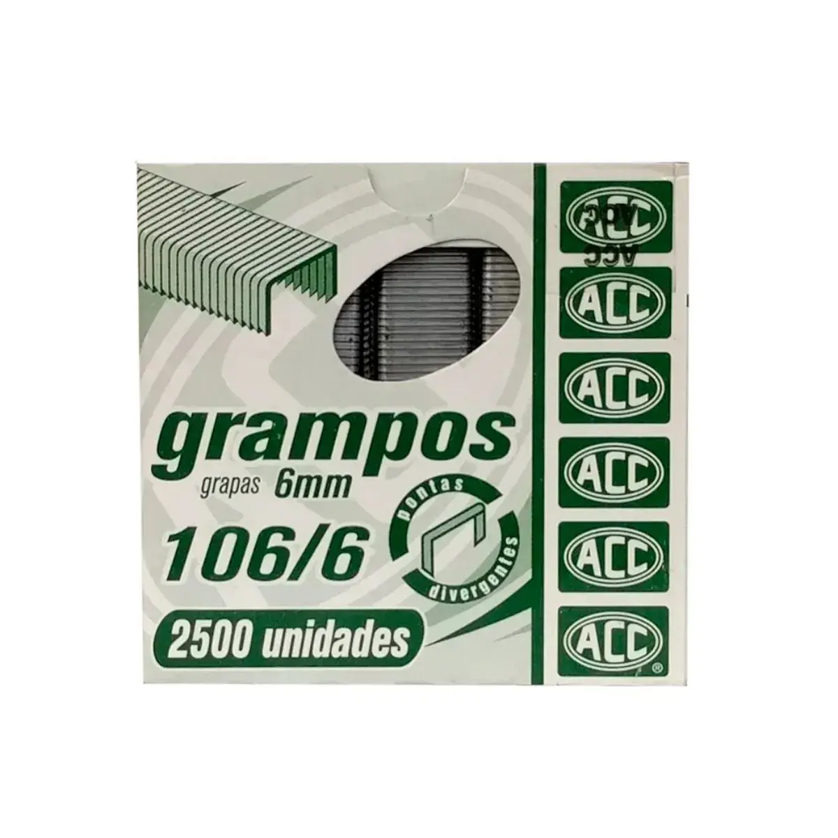Grampo Para Grampeador 106/6 Galvanizado 2500 Grampos Caixa - Acc