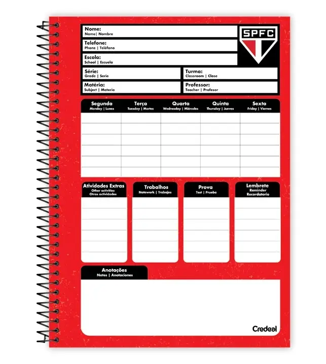 Miniatura: Caderno Universitário 1 Matéria, 80 Fls SPFC - São Paulo - Credeal