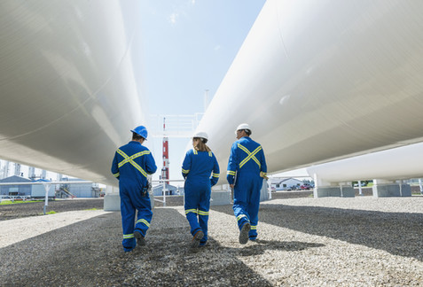Safety officers inspecting safety and risk of a large business