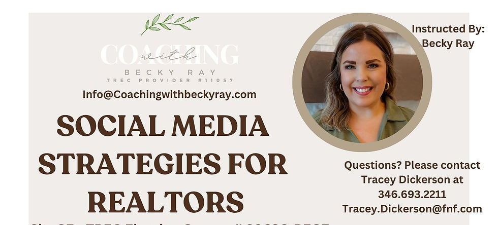 5/19 Social Media Strategies for Realtors - 2hr CE - TREC Elective # 38626-RECE