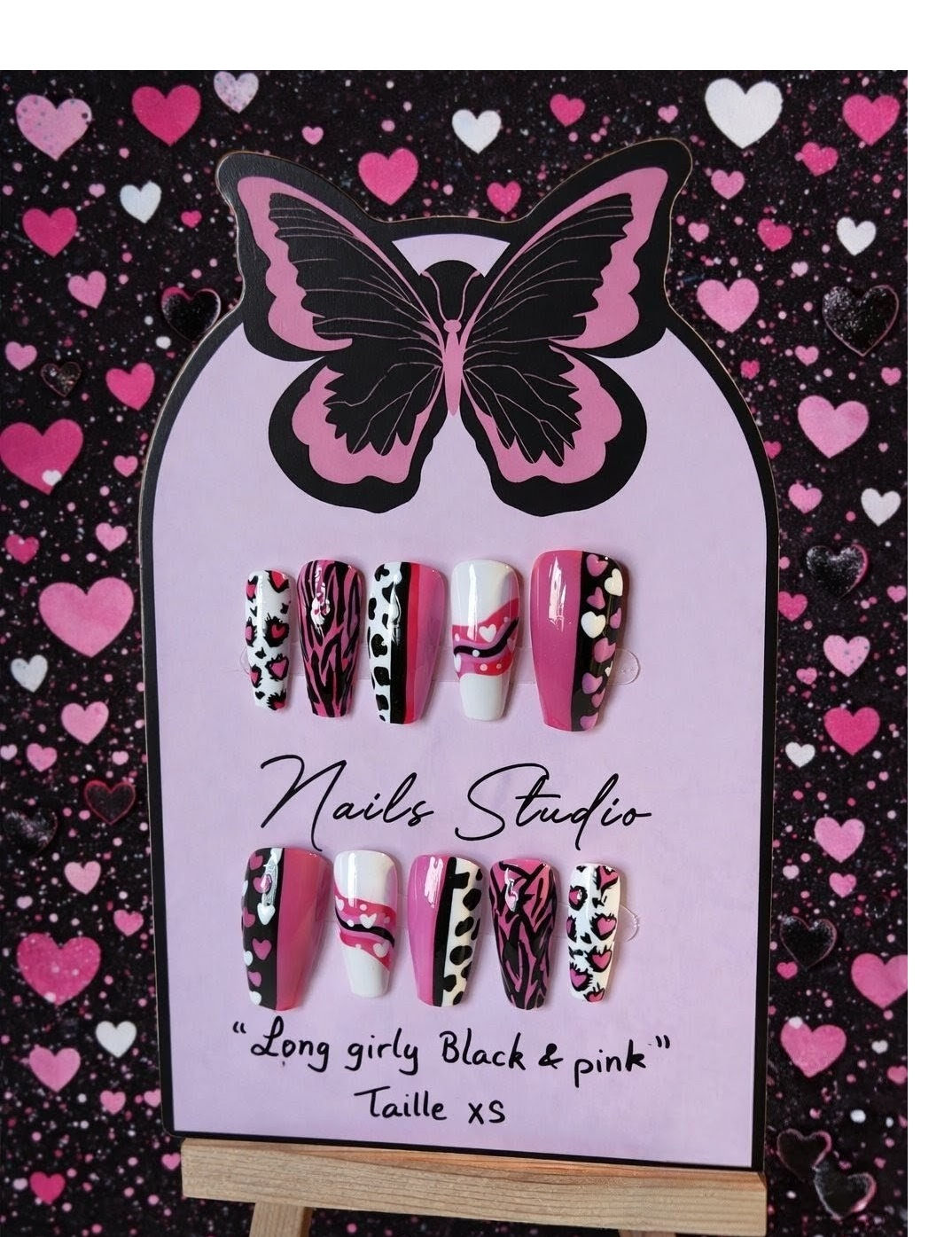 Long girly black & pink
