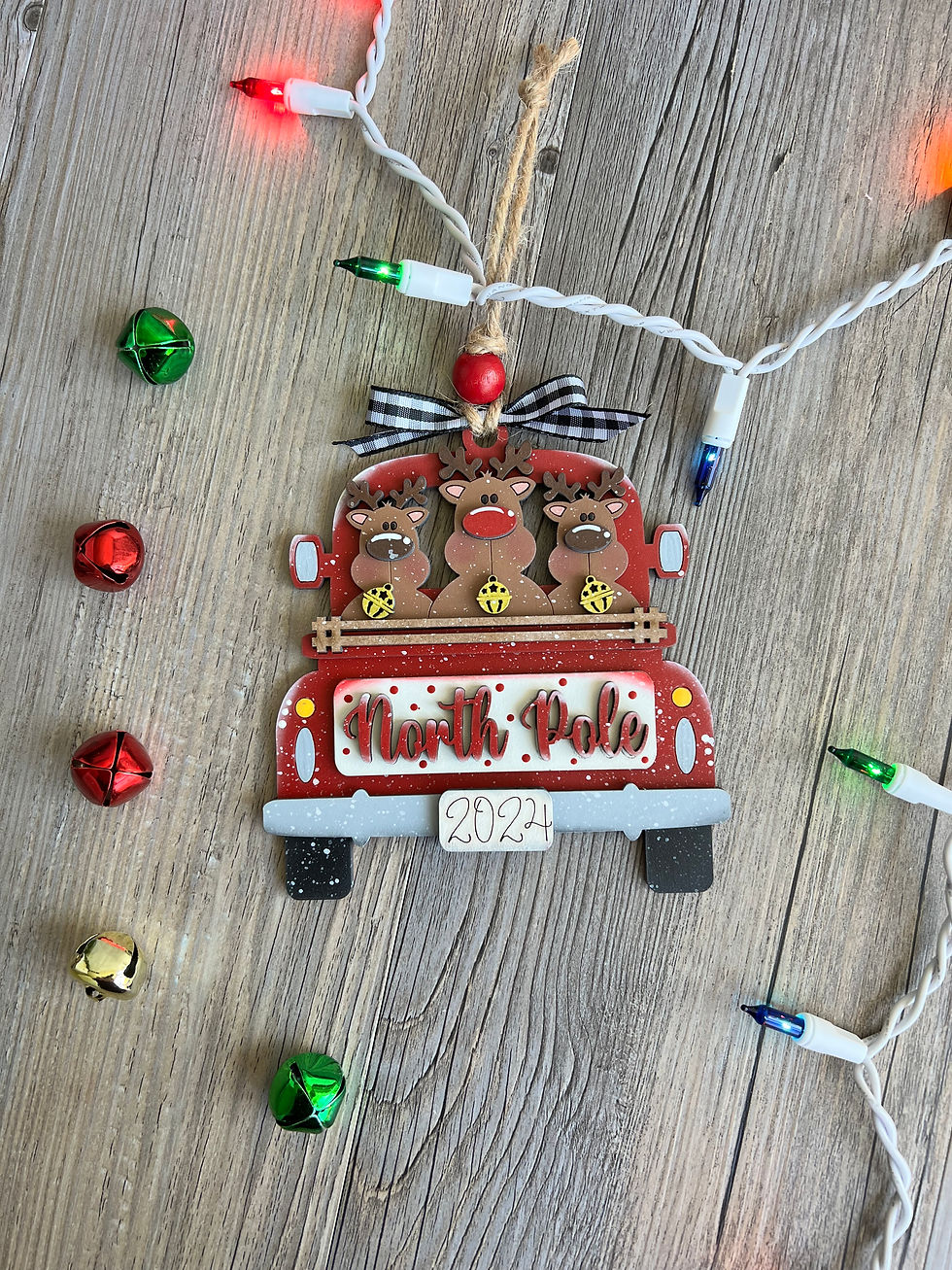Thumbnail: North Pole Reindeer mini Truck Ornament