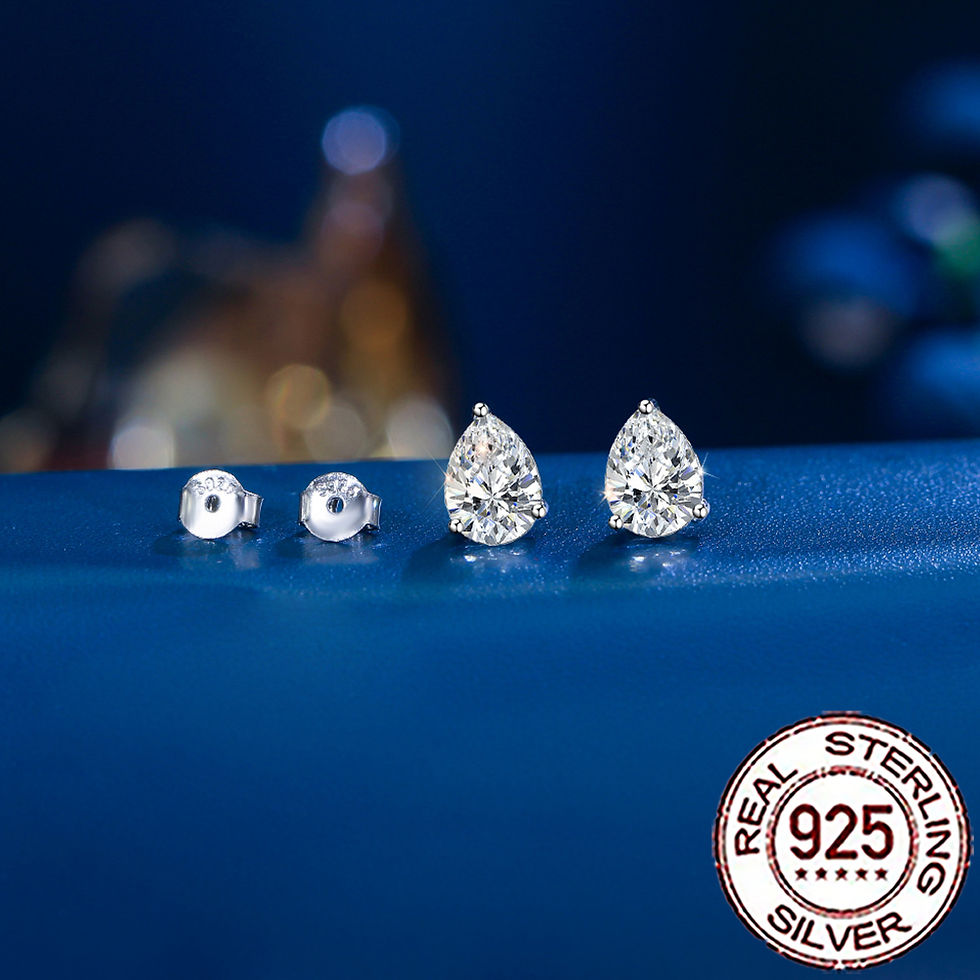 Thumbnail: CWWZircons Sterling Silver 925 Shiny CZ Crystal Big Water Drop Stud Earrings for