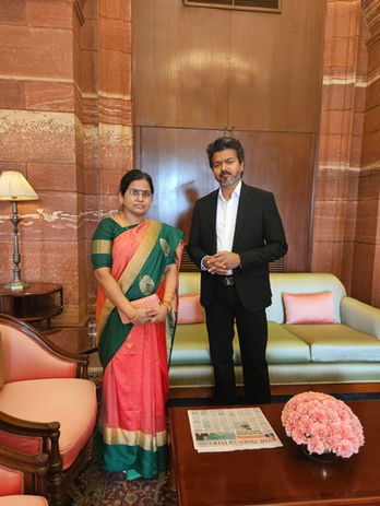Dr. Vijaya Lakshmi Mohanty with CM of Tamil Nadu, C. Jospeh Vijay