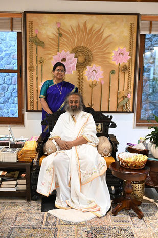 Dr. Vijaya Lakshmi Mohanty with Sri Sri Ravishankar ji