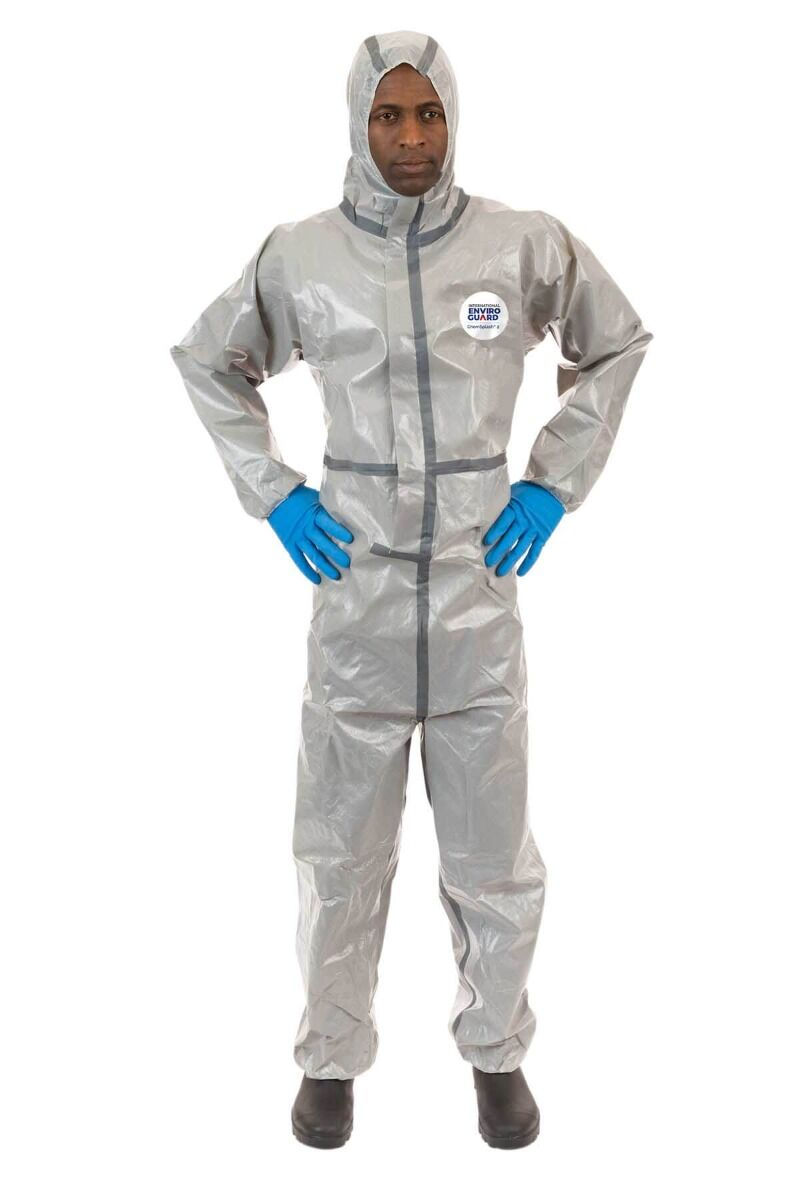 Chemical Splash Coverall with Hood, Elastic Wrist & Ankle, Taped Seams