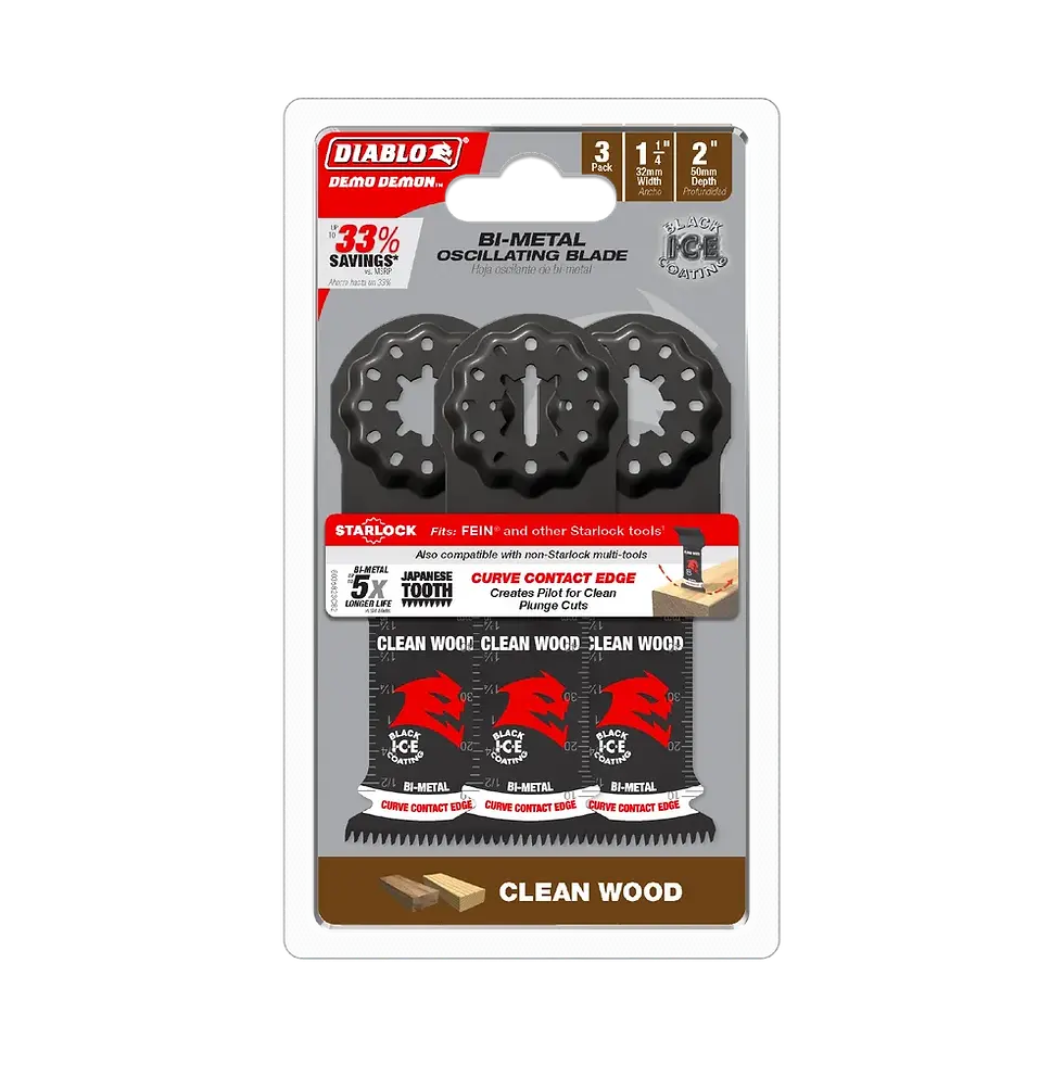 Thumbnail: Diablo 1-1/4 in. Starlock Bi-Metal Oscillating Blades for Clean Wood (3-Pack)
