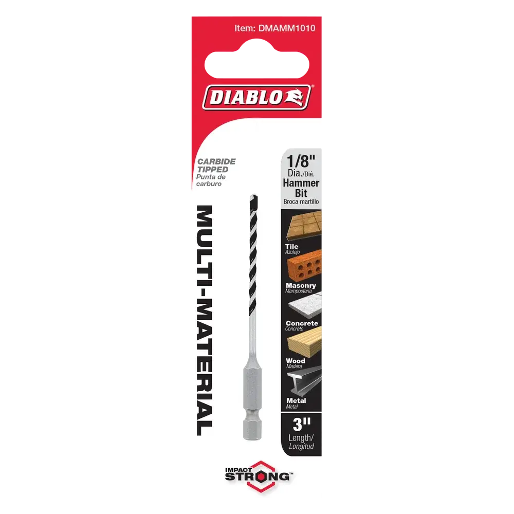 Diablo 1/8" x 2" x 3" Multi-Material Carbide-Tipped Hammer Drill Bit