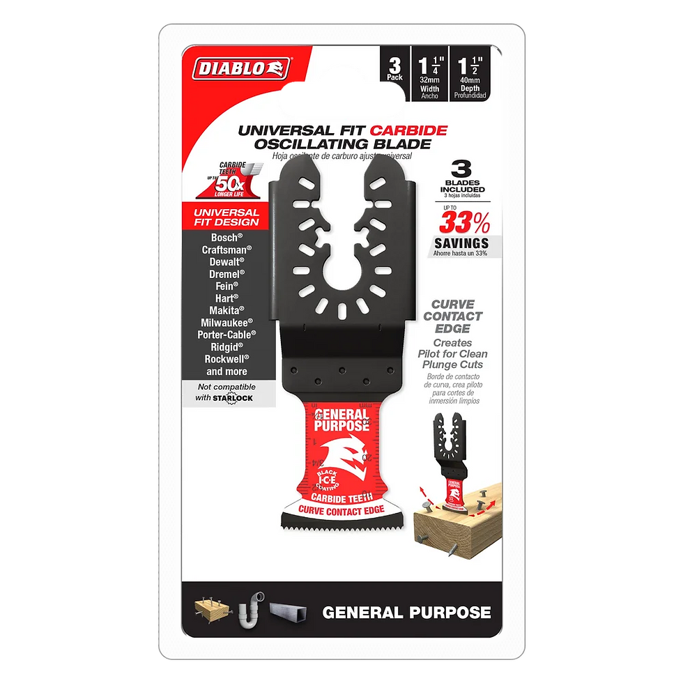 Thumbnail: 1-1/4 in. Universal Fit Carbide Oscillating Blades for General Purpose Cuts