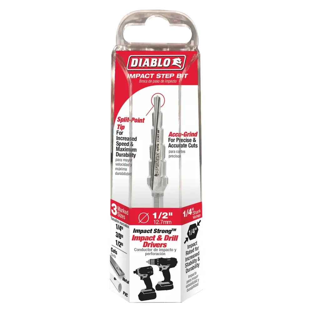 1/4 in. - 1/2 in. Impact Step Drill Bit (6 Steps)