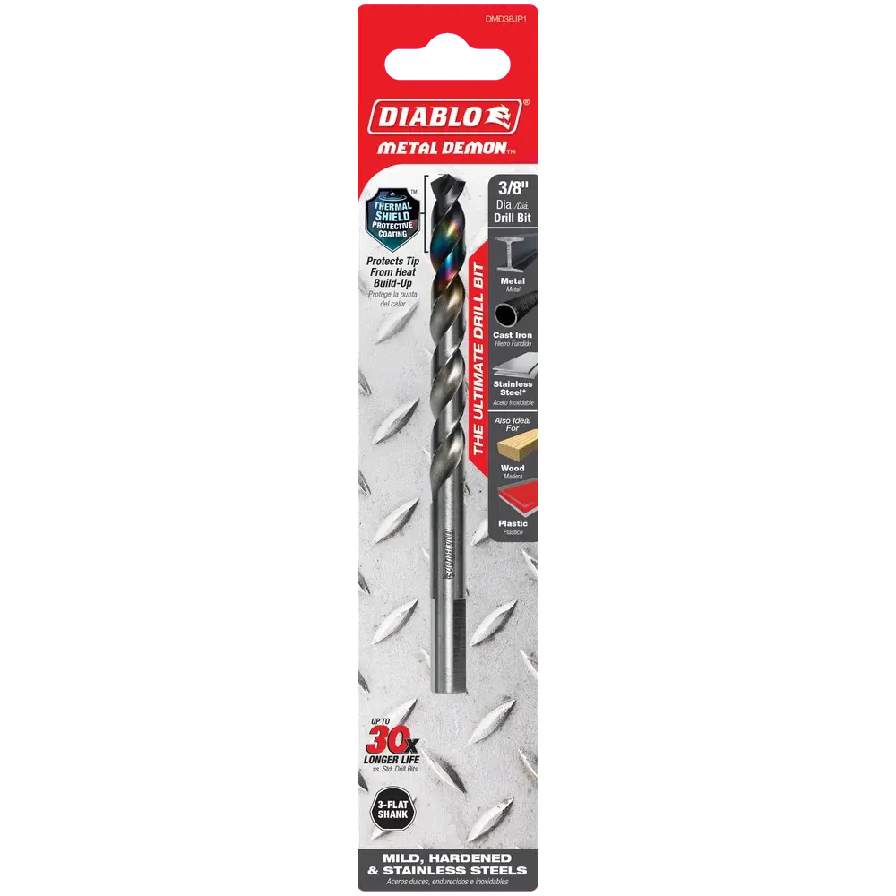 Diablo 3/8" Metal Demon™ Drill Bits for Mild, Hardened and Stainless Steels