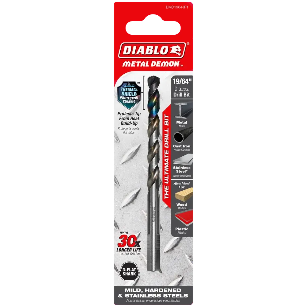 Diablo 19/64" Metal Demon™ Drill Bits for Mild, Hardened and Stainless Steels