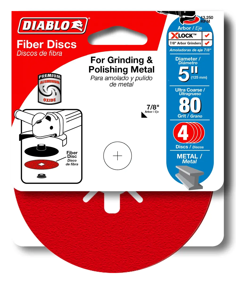 Diablo 5" 80-Grit Fiber Discs for Metal (4-pk)
