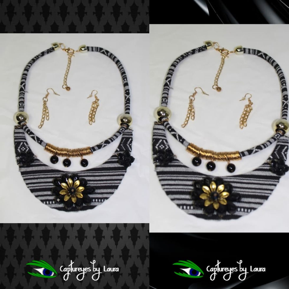 Thumbnail: Typical Bib With Flower - Black Or Red