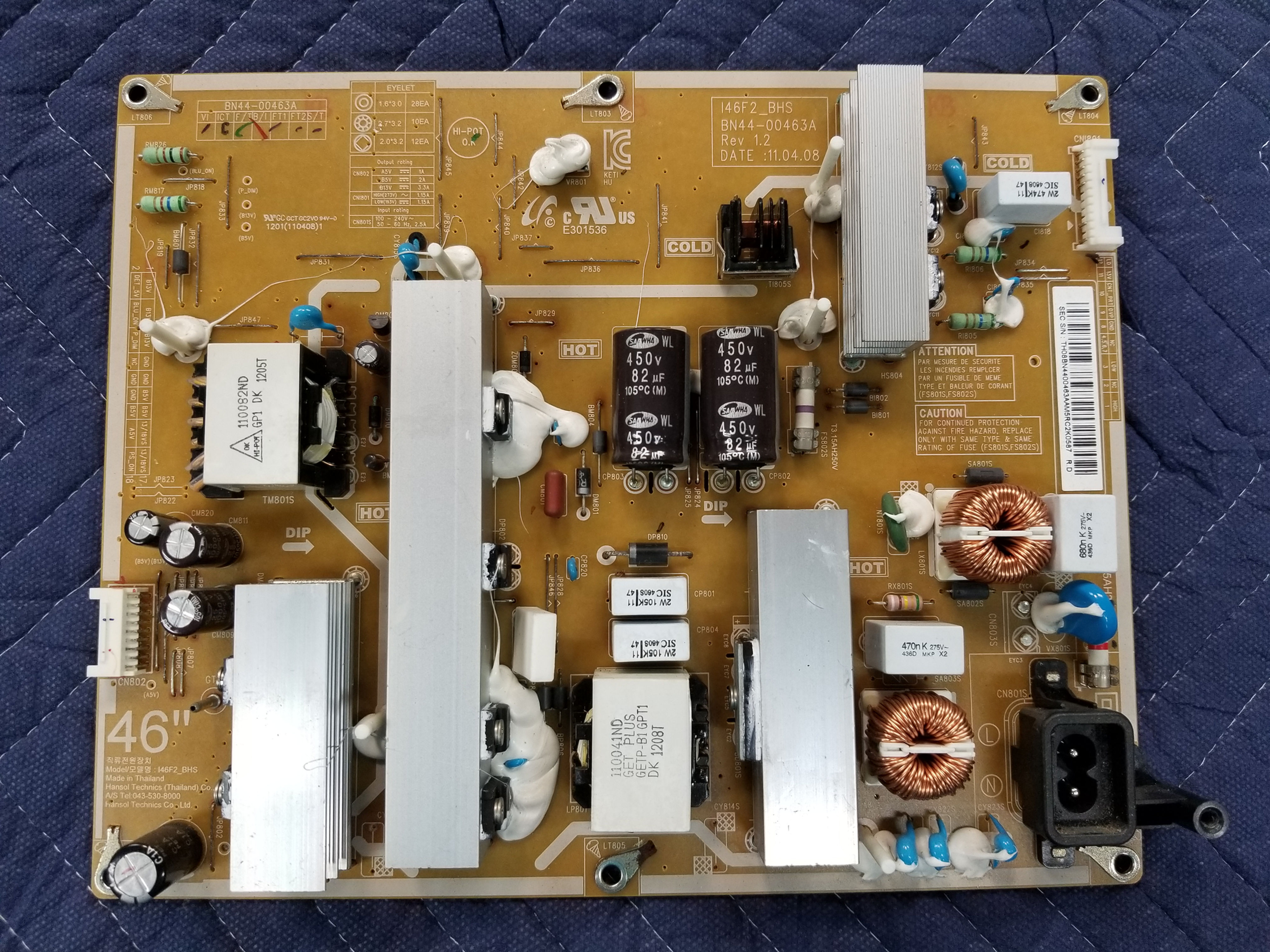 POWER SUPPLY BN44-00463A FOR A SAMSUNG LN46D610M4FXZA