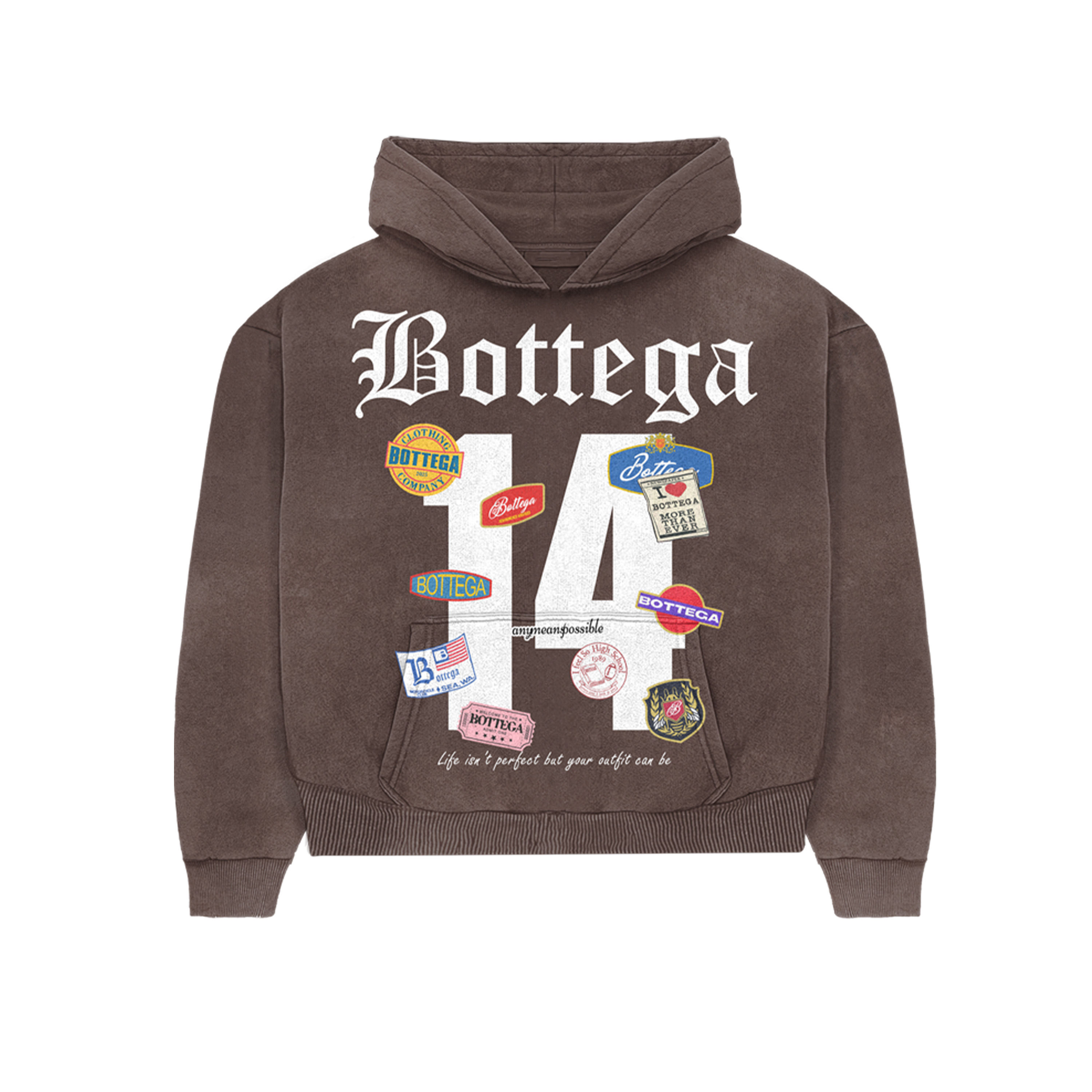 Brown Bottega Badge Hoodie (Cropped)