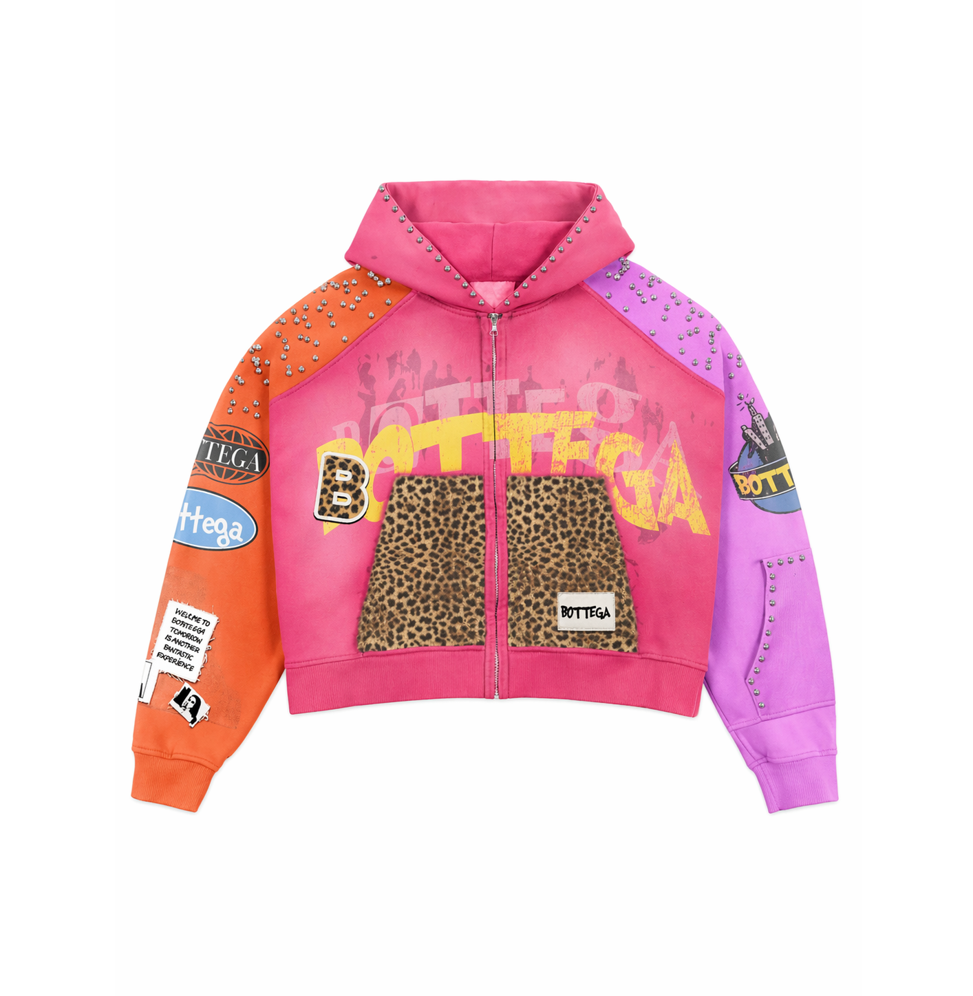 Bottega Pink/Orange/Leopard Hoodie