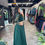 Thumbnail: Dark Green Zari Sequence Embroidery Work Party Special Frill Gown
