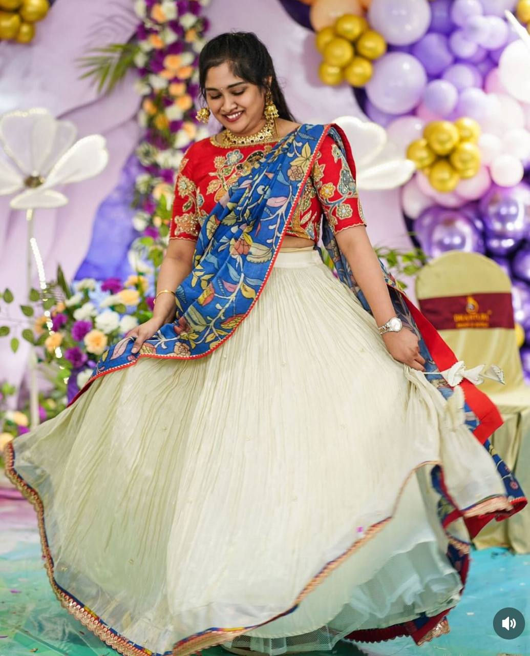 Wedding Wear Spacial Chent Crep Kalamkari Print Micro Cotton Lehenga Choli