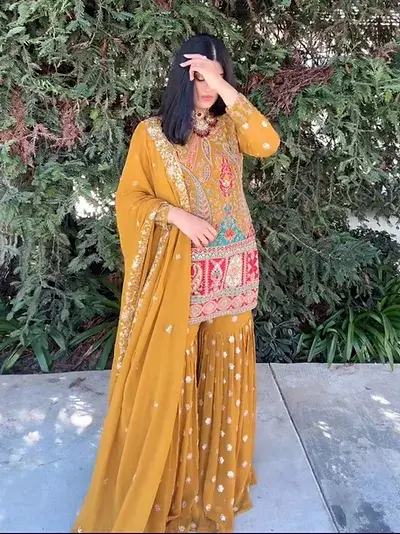 Thumbnail: Multi Colour Beautiful Heavy Designer Sharara Suit