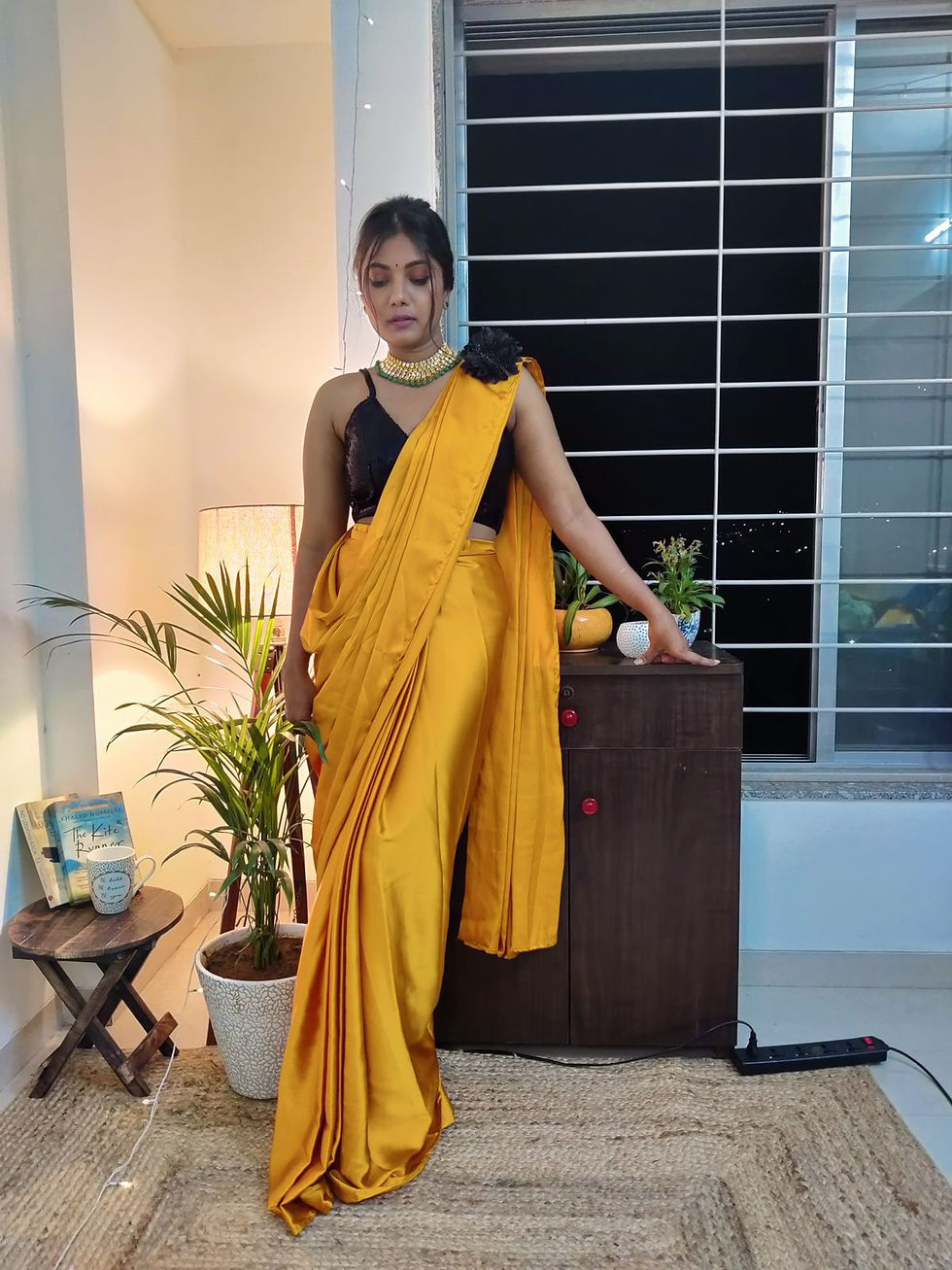 Thumbnail: Buy Latest Heavy Japan silk Party Wear Mustred Yellow Colour Saree