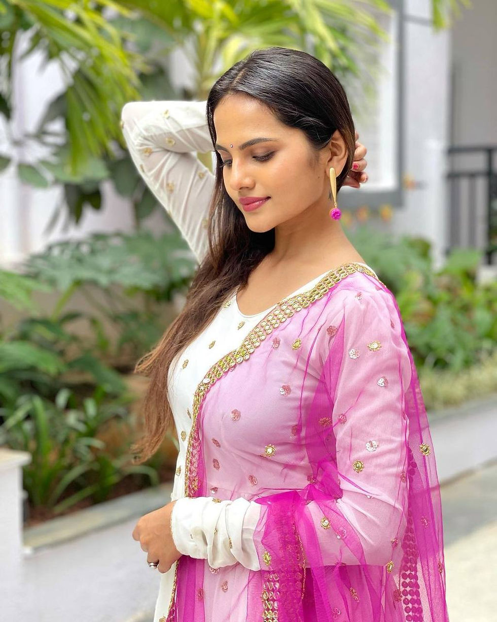 Thumbnail: White Colour Sequence Work Georgette Indian Wear Anarkali Gown