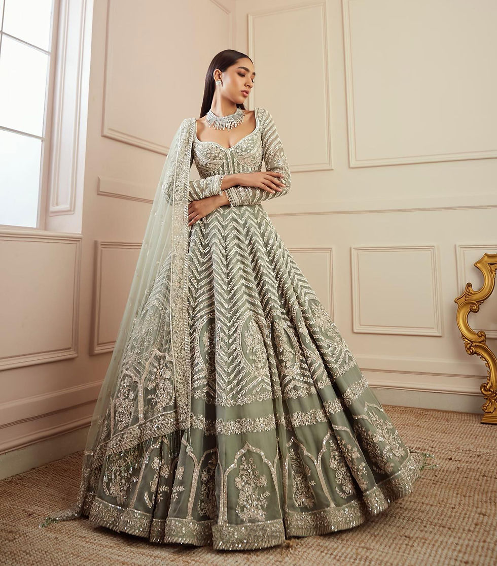 Thumbnail: Stylish Pista Green Colour Bridal Wear Lehenga With Net Dupatta