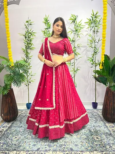Pink Heavy Georgette Embroidery Work Lehenga
