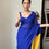 Thumbnail: Bollywood Style Blue And Yellow Color Faux Georgette Saree