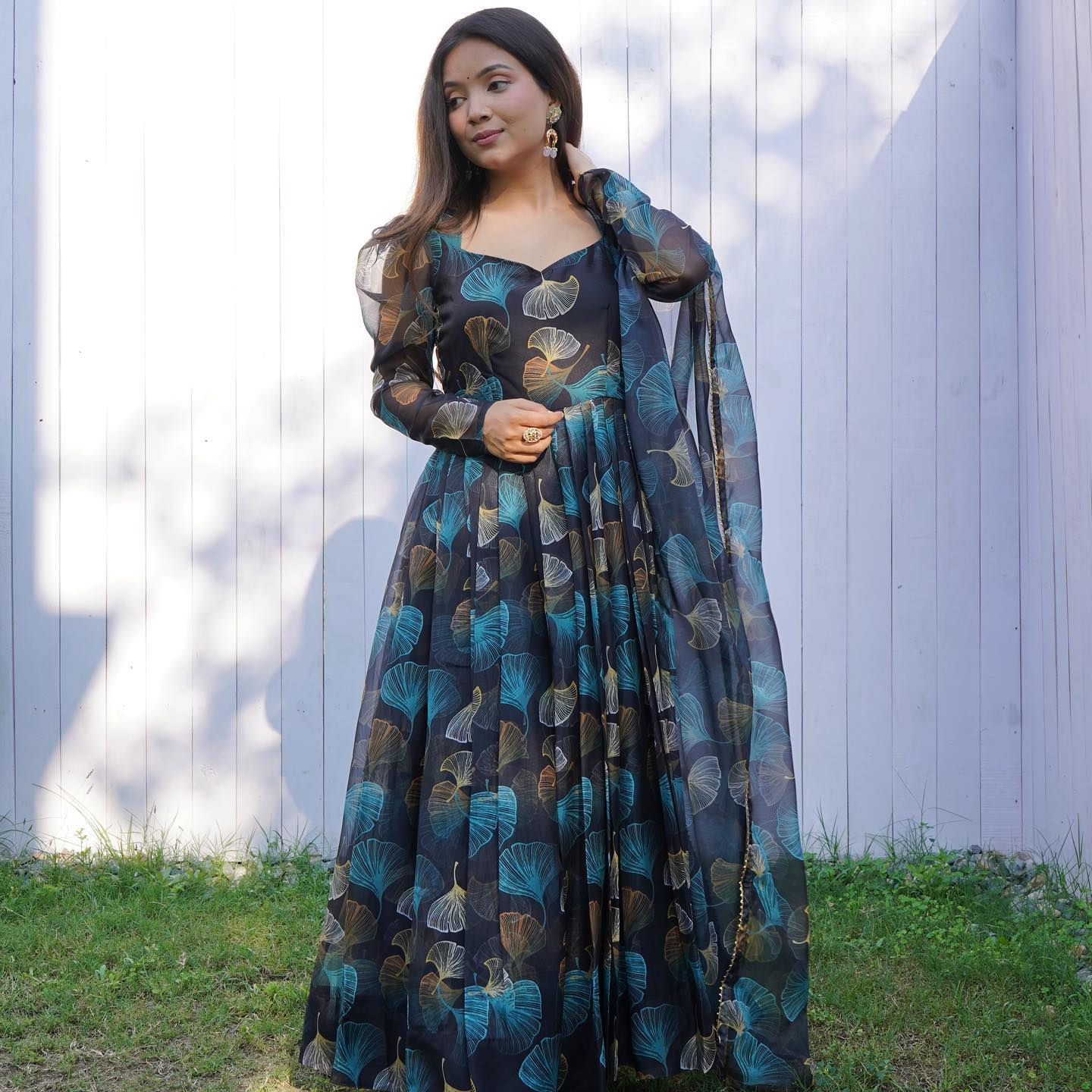 Beautiful Floral Digital Printed Gown