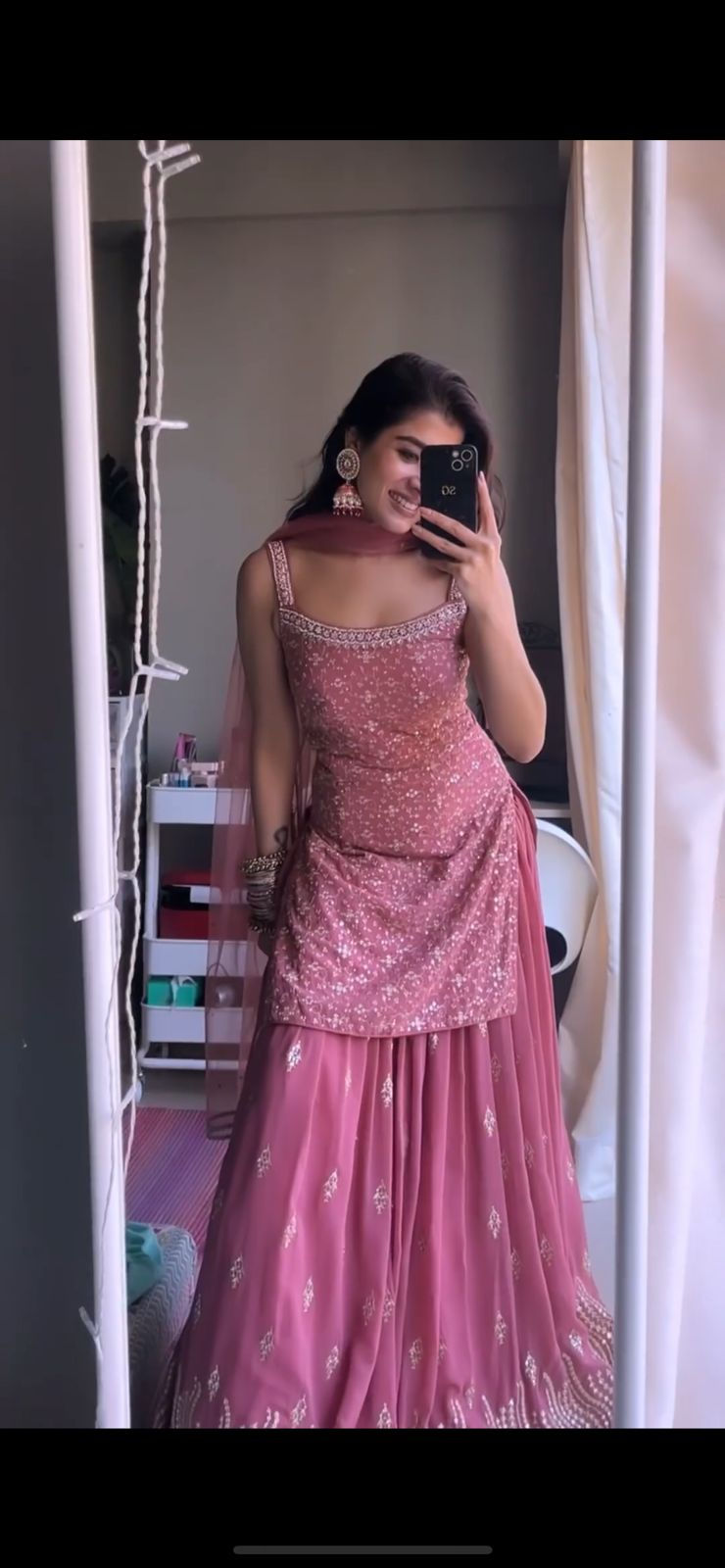 Fantastic Party Wear Pink Colour Kurti With Lehenga Drees Set