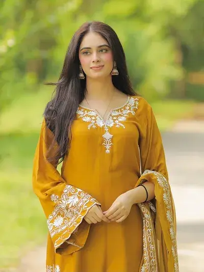 Thumbnail: Newest Yellow Color Party Wear Palazzo Suit