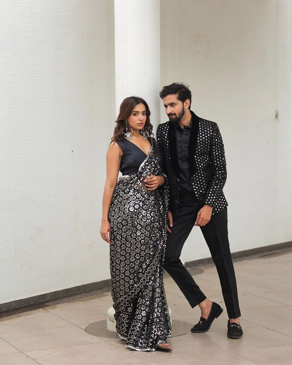 Thumbnail: Black Colour Bollywood Designer Faux Georgette Party Wear Saree