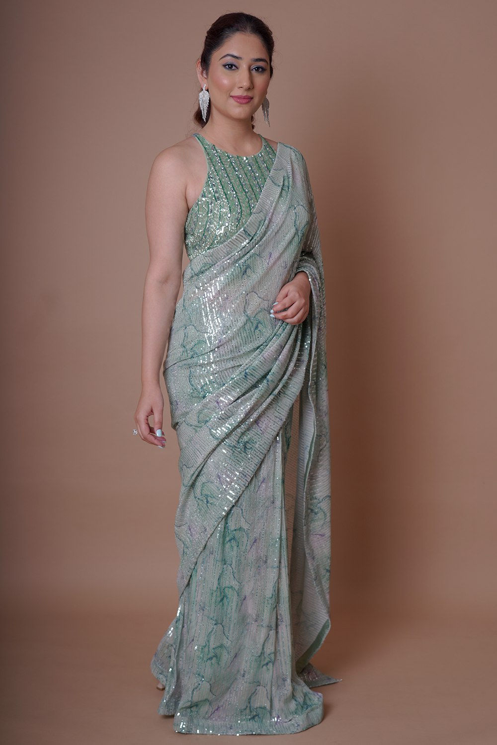 Bollywood Designer Mono Benglori Silk Green Colour Saree