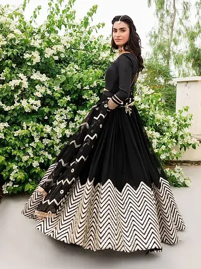 Designer Taffeta Silk Georgette Lehenga Choli