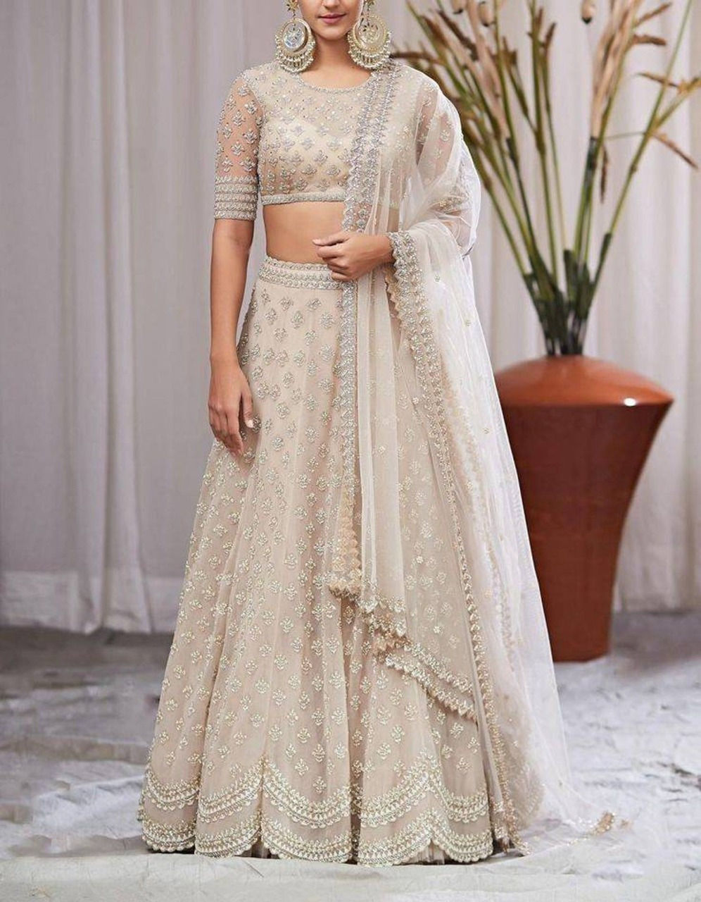 Wedding Wear White colour Embroidered Designer Lehenga Choli for Women