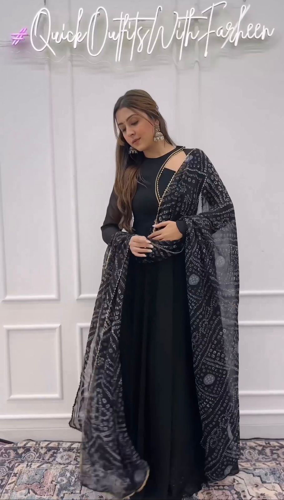Thumbnail: Buy Designer Black Colour Party Wear Gown & Dupatta Set
