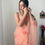Thumbnail: Peach Colour Organza Print And Handwork Ready To Wear Saree