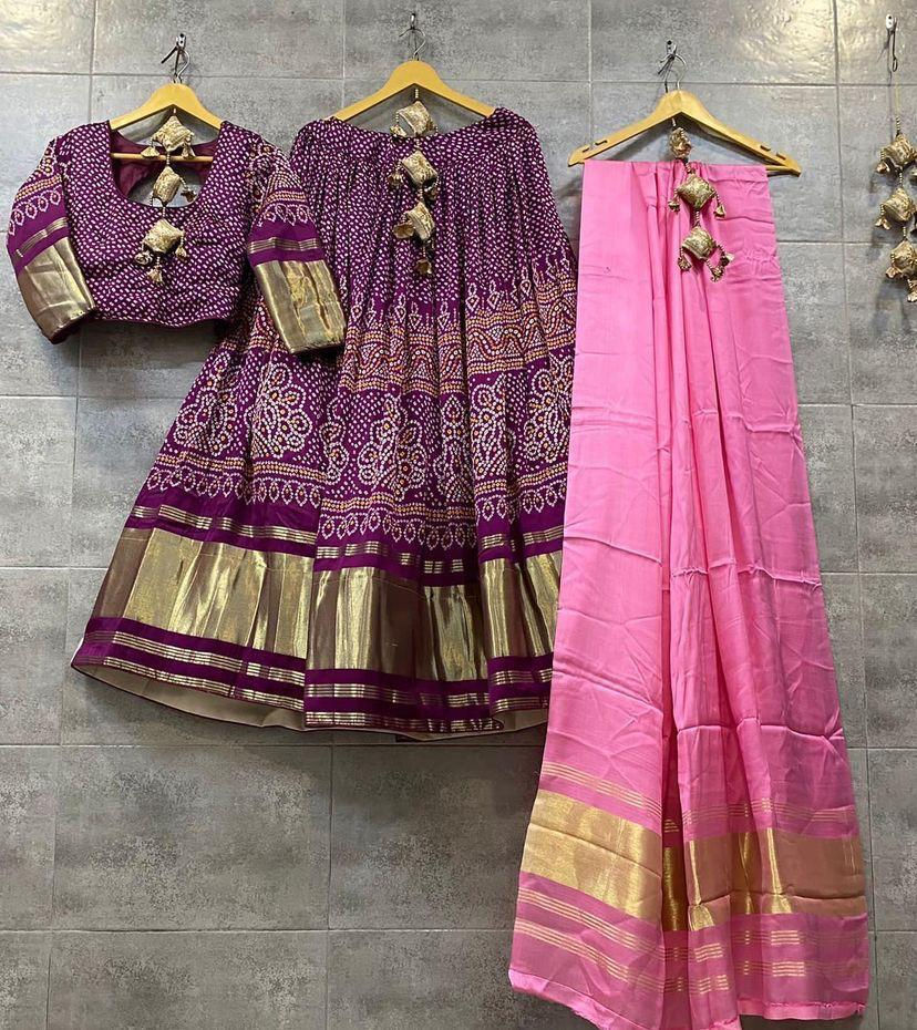 Navaratri Wear Purple Printed Lehenga Choli Set