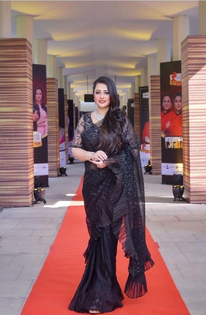 Thumbnail: Black Colour Sequence Work Georgette Classy Saree