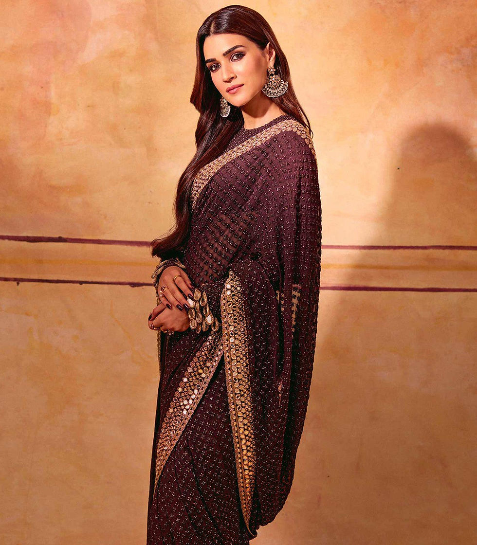Thumbnail: Kriti Sanon Wear Plum Purple Bollywood Style Saree
