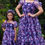 Thumbnail: Purple Color Organza With Digital Print Mother Daughter Combo Gown