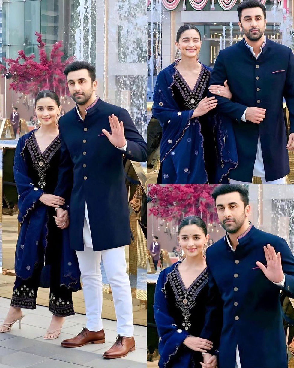 Thumbnail: Bollywood Alia Bhatt Blue Colour Viscos Velvet Party Wear Suit With Duptta
