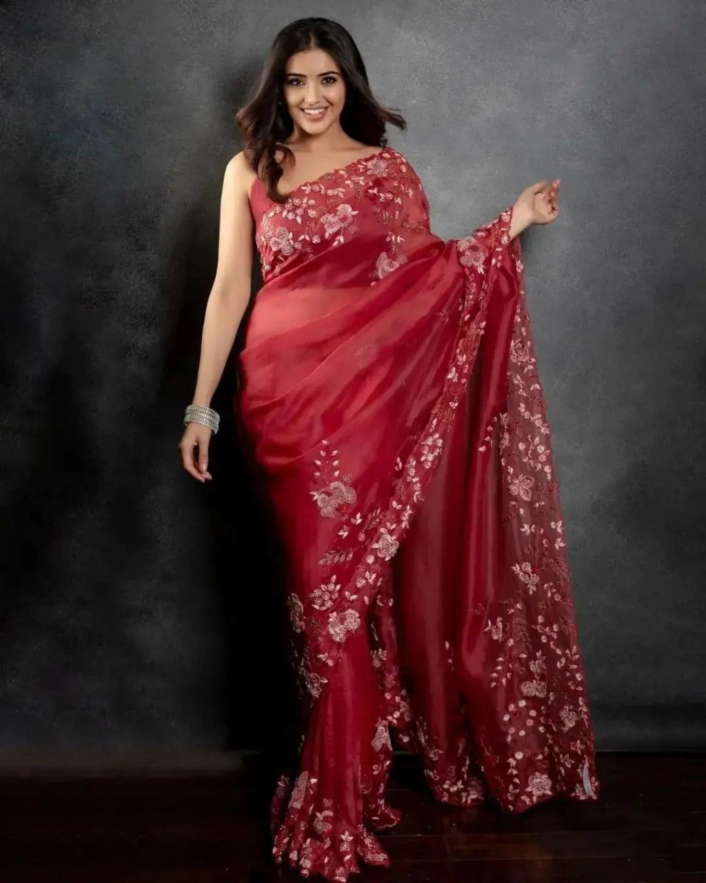 Red Colour Soft Organza Party Wear Saree