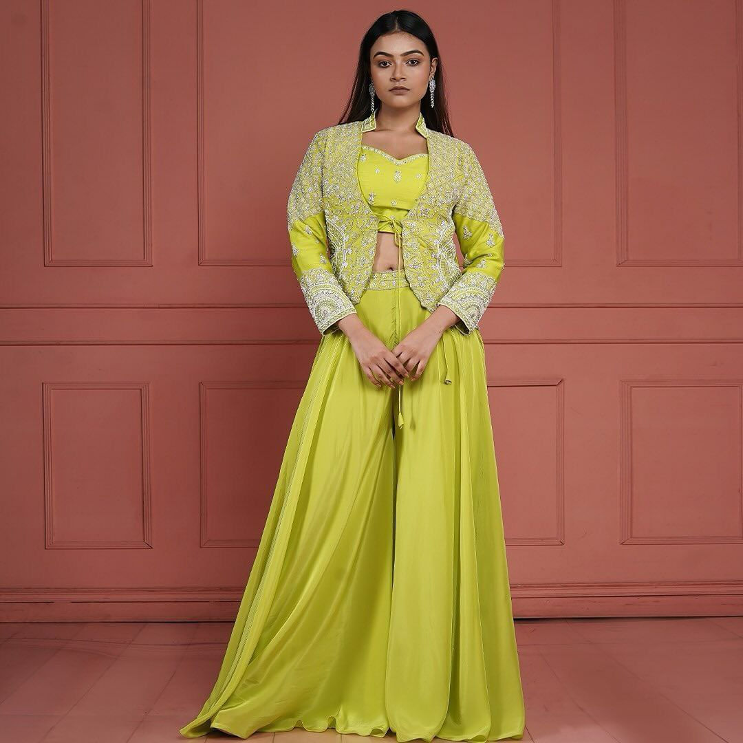 Amazing With Trending Party Wear Shrug With Palazzo