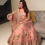 Thumbnail: Beautiful Designer Peach Colour Wedding Wear Heavy Georgette Lehenga