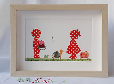 Tableau Création en papier avec enfants,et tortues Fée par Valérie