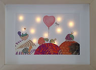 tableau lumineux création en papier tortues sur collines avec coeur Fée par Valérie