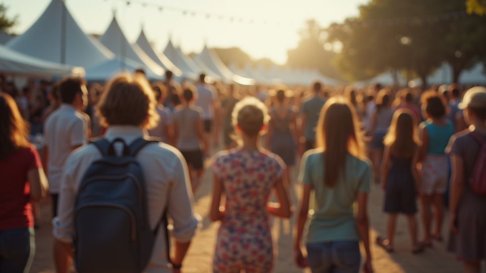 Eye-level view of a community gathering with people enjoying a local festival