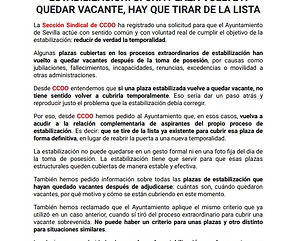 Solicitamos que se cubran las vacantes sobrevenidas de los proceso de estabilización